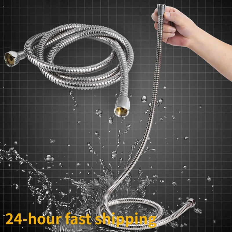 Bathroom Shower Head Hose Gasket Flexible Water Pipe 2/1.5/1M Chrome Shower Head Hose Pipe Durability Washers Stainless Steel