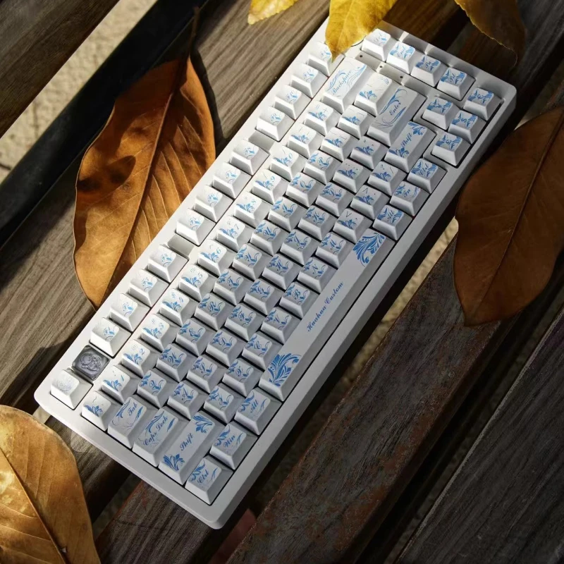 

Набор металлических колпачков из цинкового сплава белого цвета с изысканным императорским дворцом, цветочная резьба, 61/64, механическая клавиатура с клавишами, высокая точность