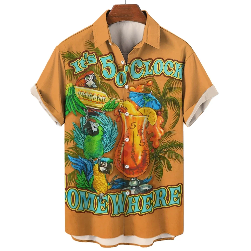 

2024 Parrot 3d Printed Shirt for Men Fun Cute Hawaiian Shirt for Men Short Sleeve Casual Top Fashion Animal for Men Clothing