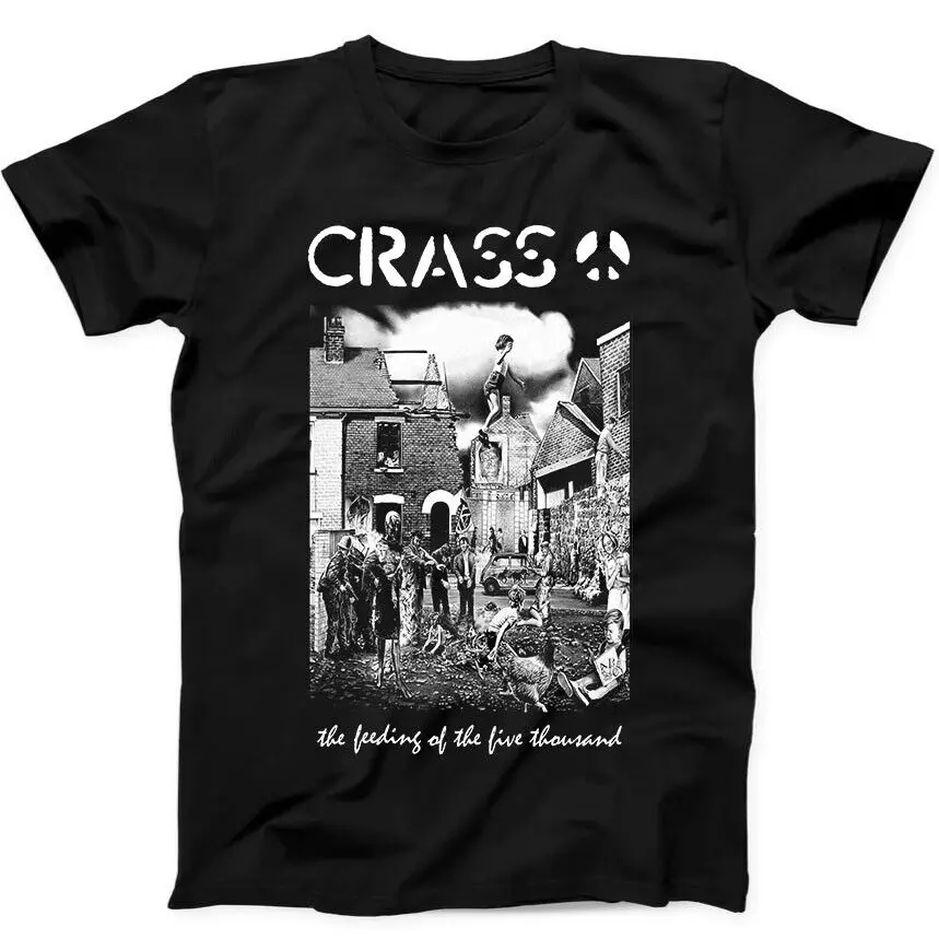 Crass การให้อาหารเพลง5000ของขวัญแบบจำกัดเสื้อยืดสีดำ67