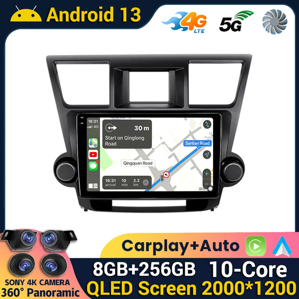 

9" Android13 For Toyota Highlander 2 XU40 2007-2013 Car Radio Multimedia Video Player Navigation stereo GPS No 2din 2din dvd