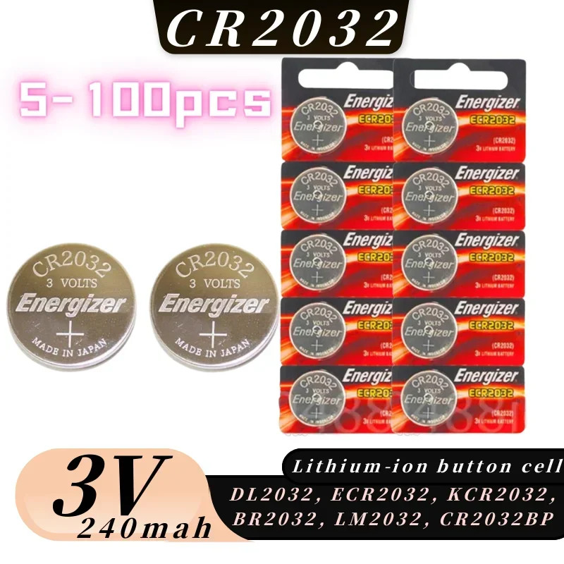 

Original 5-100pcs CR2032 3V Lithium Battery DL2032 BR2032 5004LC cr 2032 button cell for watch, toys, car key watch batteries