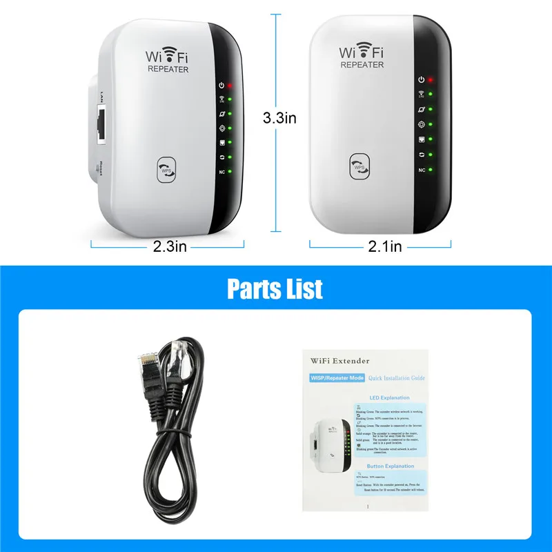 Repetidor WiFi sem fio, 2.4G, 300Mbps, extensor WiFi, roteador, 802.11N, impulsionador de sinal, amplificador, adaptador de placa de rede para