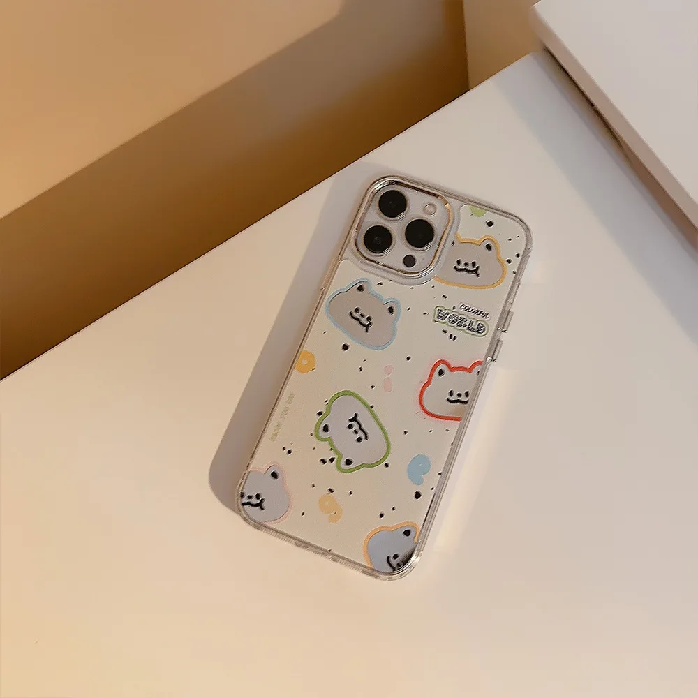 لطيف مرآة الكتابة على الجدران القط نمط تصفيح جراب هاتف آيفون 16 14 11 13 12 15 برو ماكس للصدمات الغطاء الواقي الوفير #3