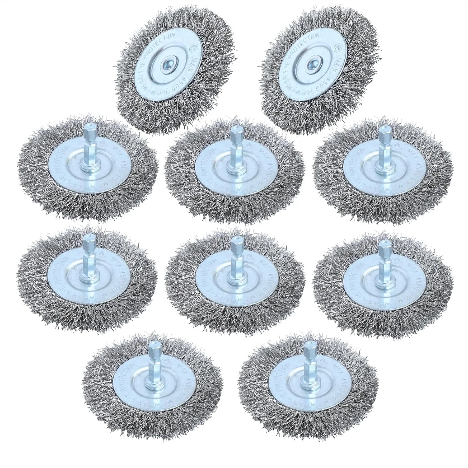 

10pcs 3 Inch Stainless Steel Wire Wheel Brushes Kit For Drill With 1/4 Inch Hex Shank