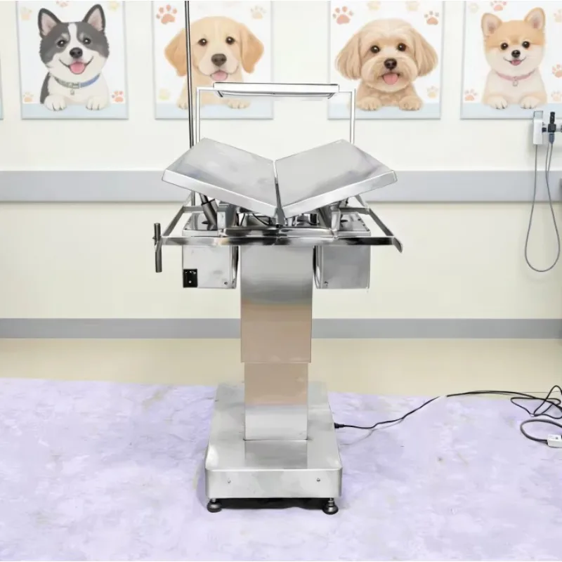 MT Medical Affordable High-end Compact Electric Veterinary Operating Table Featuring an IV Stand and Wheels for Easy Portability