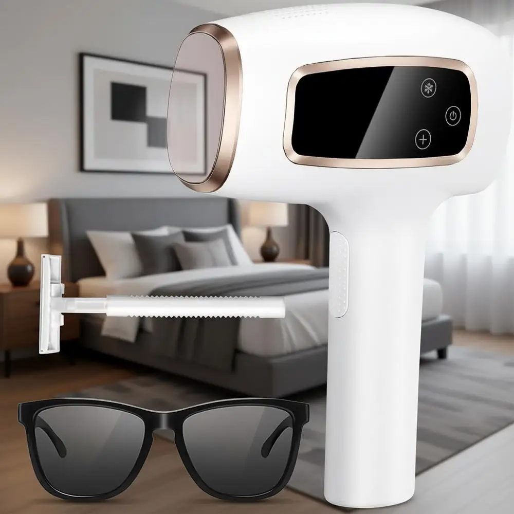 

Лазерный аппарат для удаления волос IPL для женщин, IPL-эпилятор для лица, подмышек, ног, рук, зоны бикини (белый)