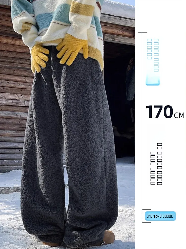 

Корейские утепленные широкие спортивные брюки на флисе для женщин, осенне-зимние, новые, длинные, теплые, повседневные брюки