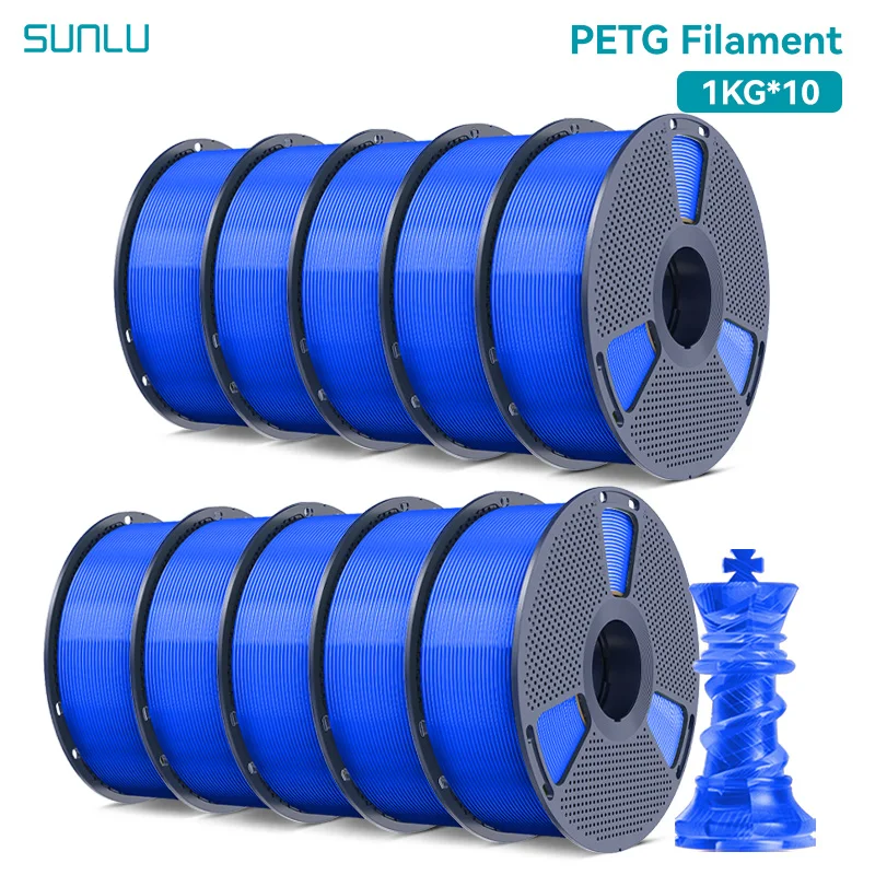 SUNLU 10KG PETG/ABS-filamenten 10 rollen 3D-filament 1KG/rol 1,75 mm 100% filamentlijnen op netjes voor 3D-printen vanuit EU VS