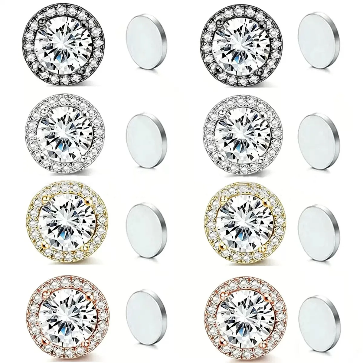 1 Paar Kubische Zirkonia Edelstahl Magnetische Ohrclips Einfache Modische Ohrstecker ohne Piercing für Damen und Herren Schmuck Geschenk