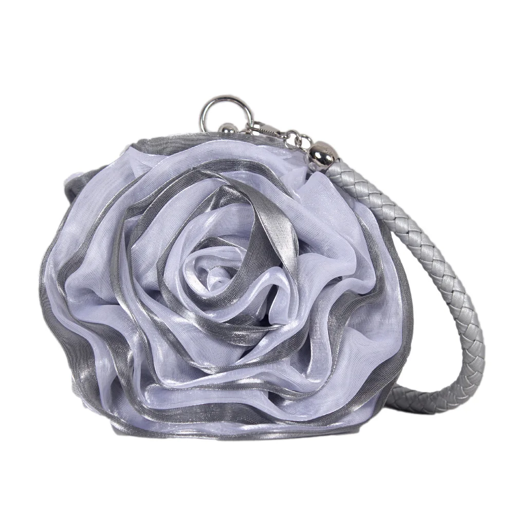 Vintage Ladies Floral Evening Bag Woman Fashion Rose Flower Chain HandBag Bridal Wedding Party Clutch Dinner Small Purse Bolso