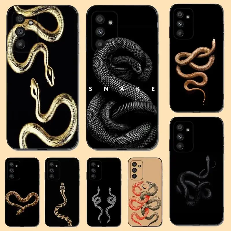 Luksusowe etui na telefon Black Gold Snake do Samsung S23,22,21FE 20,10lite 9,8,5plus 6,7edge Note20,20ultra Black Silicone
