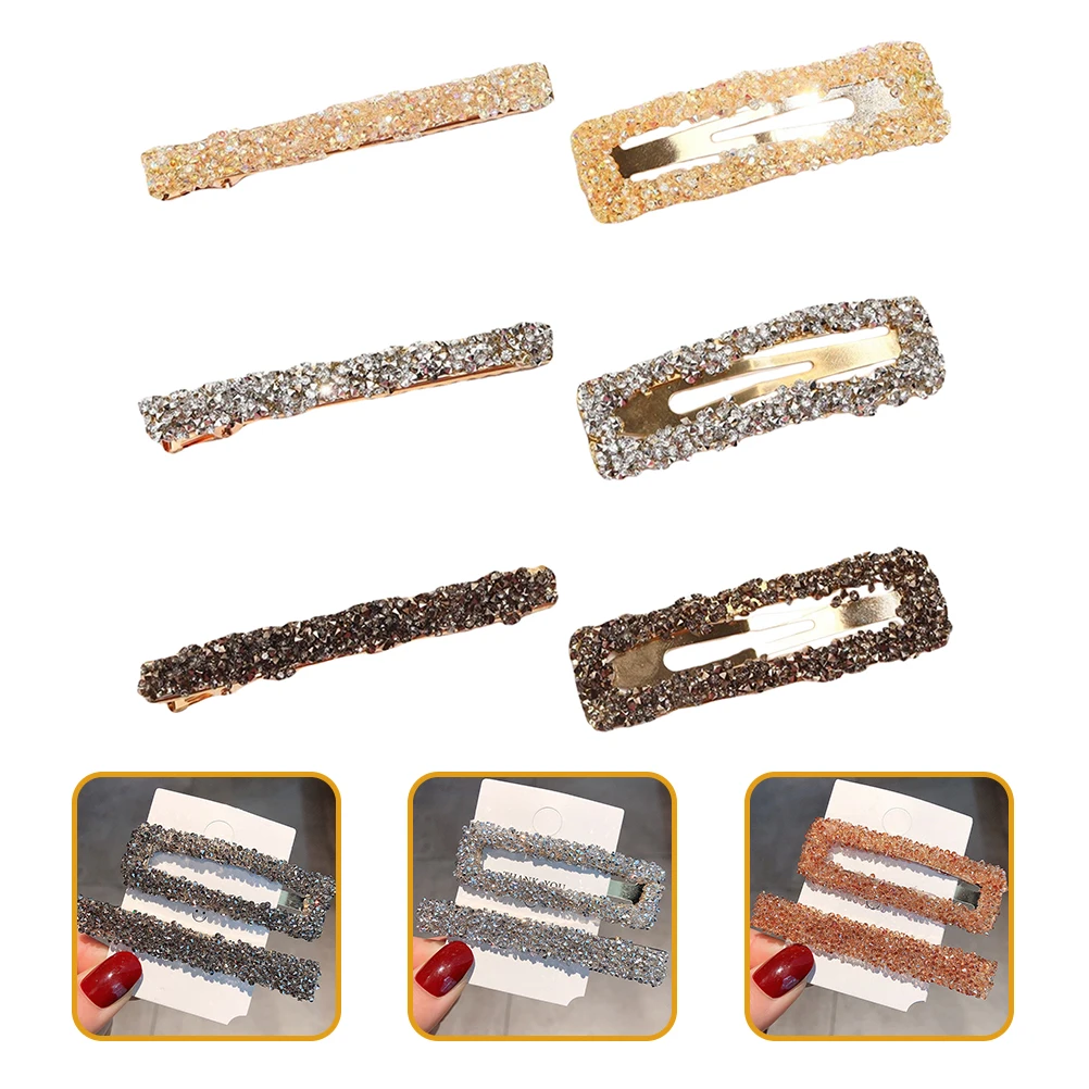 

6pcs Rhinestones Clips Elegant Barrettes Hairpins Accessories Girls Stylish Daily Outfit Travel Dating Parties Bangs Hair