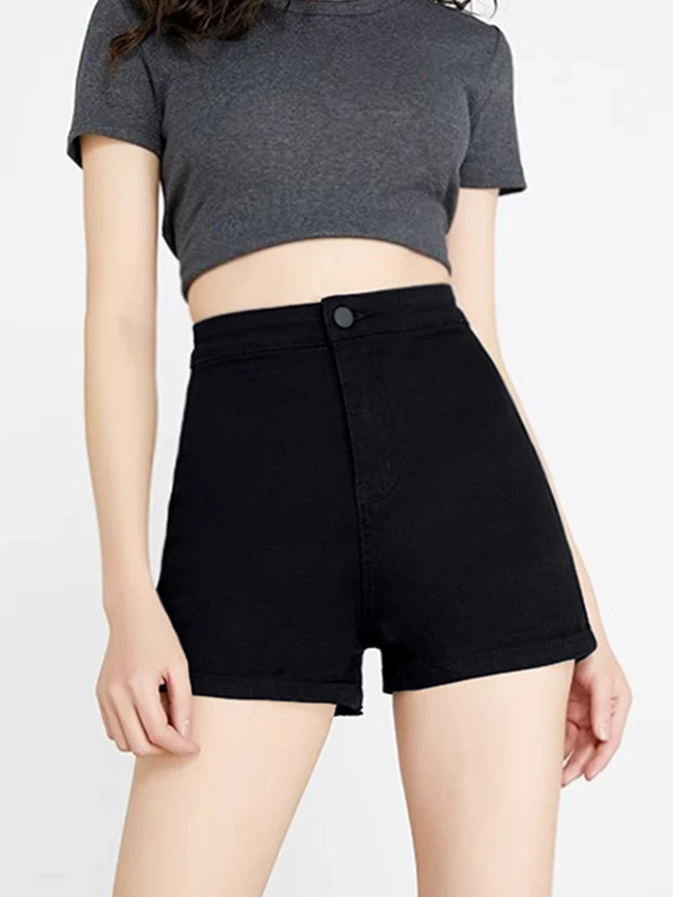 

Slimming A-Line Shorts Women's Casual Thin Denim Skinnies High Waist Cotton Stretch Jeans High Waist Four Seasons Wear