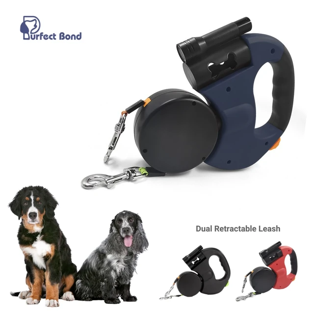 Dual Retractable Dog Leash Walk 2 Dogs Heavy Duty Double Headed Extendable Extendable Walking Training for Two Dogs AliExpress