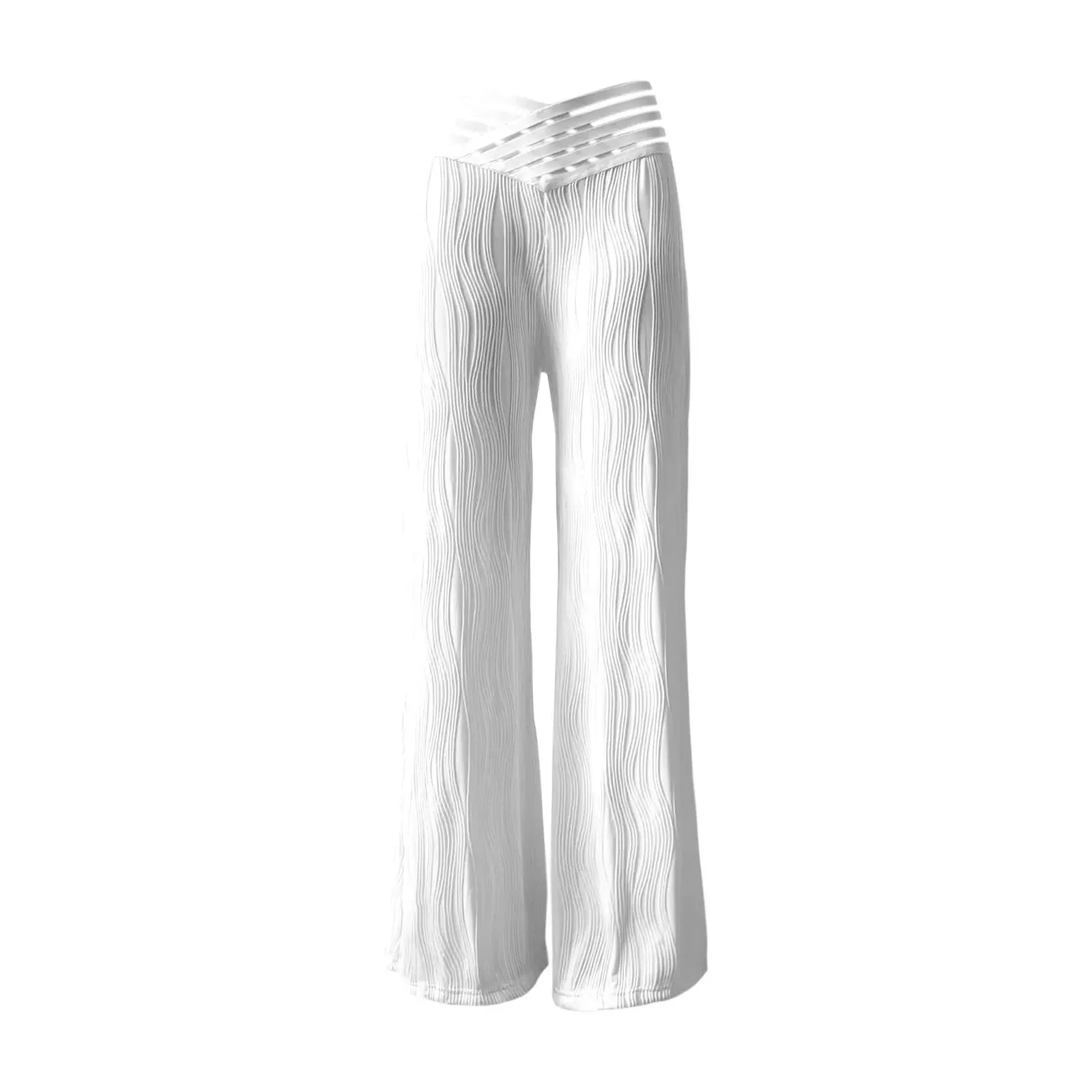 Hollow Out White Elegant Cuffed Pants Summer Wide Leg High Waist Women Cargo Straight Long Trousers Party New 2024 Y2k Capris