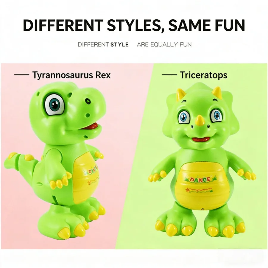 Dancing Dinosaur Toy Electric Learning Toy Cartoon Walking Tyrannosaurus Dino with Lights & Sounds Tummy Time Infant Baby Gift