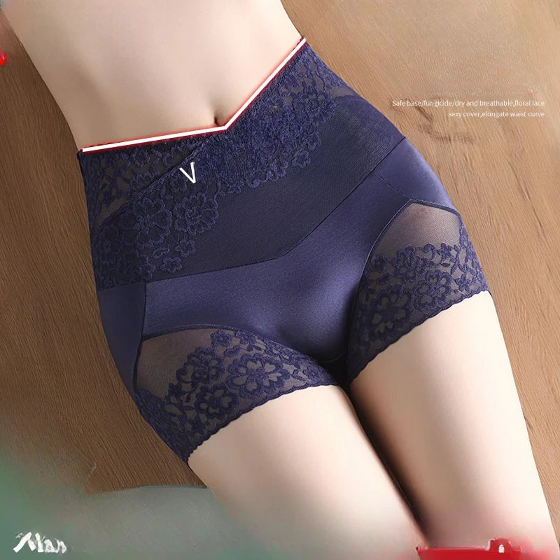 Belly Lift Bottom Underwear Women' High Waist Postpartum Shapeing Underwear Waist Sexy Lace Anti-bacterial File Safety Pants