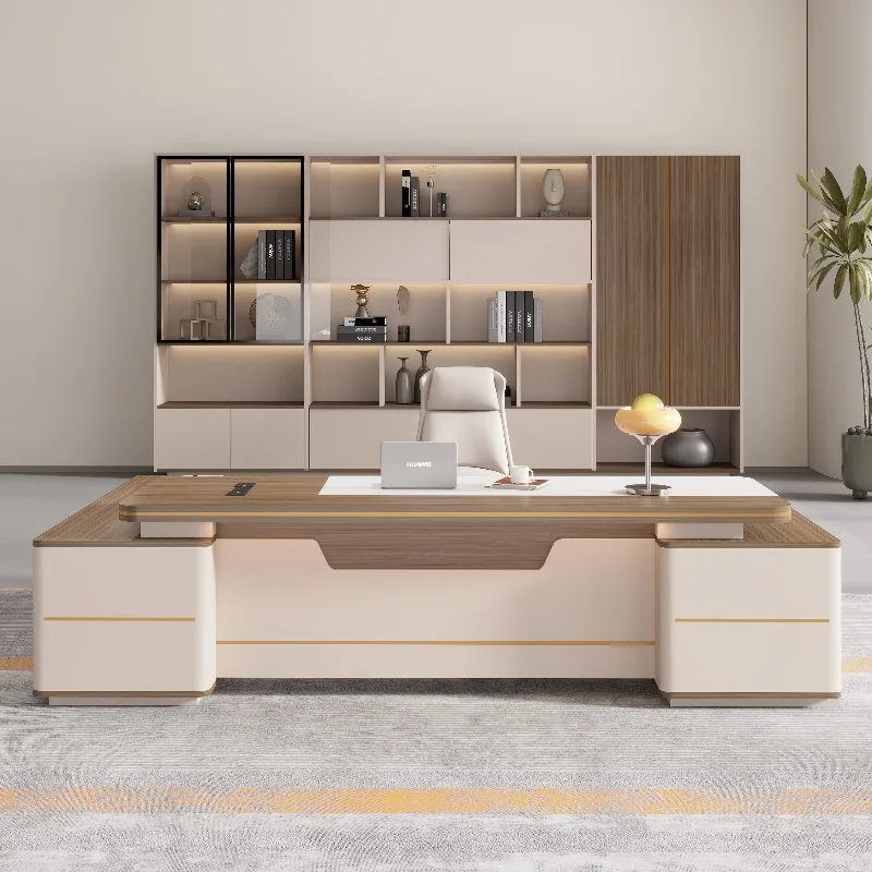 Designer Luxury Office Desk Decoration Aesthetic Wooden Commercial Office Table Workstations Study Escritorio Blanco Furniture