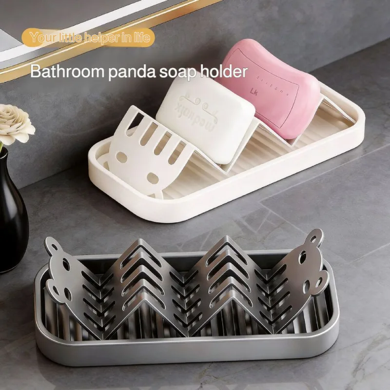 Creative Soap Holder W Shape Double-Sided Soap Dish Carbon Steel Drainage Soap Tray for Bathroom Kitchen Sponge Scrubber Holder view 3