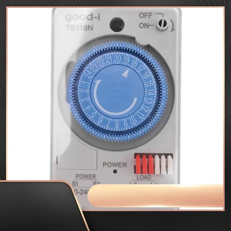 

Din Rail Mechanical Timer Switch 100-240VAC 50-60Hz TB118N With Transparent Plastic Protective Cover Battery
