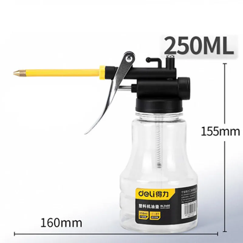 Deli 180ML 250ML 350ML 500ML Long Nozzle Oiler Greasing Oil Can Gear Lubrication High Pressure Pump Grease Guns Car Repair Tool