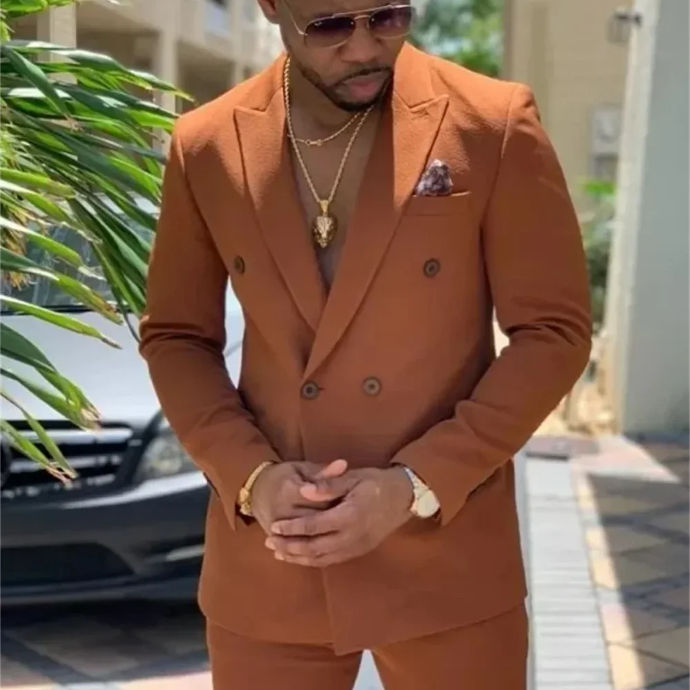 

Мужской костюм-двойка Slim Fit для свадьбы: смокинг для жениха и шаферов, модный мужской костюм, пиджак с брюками