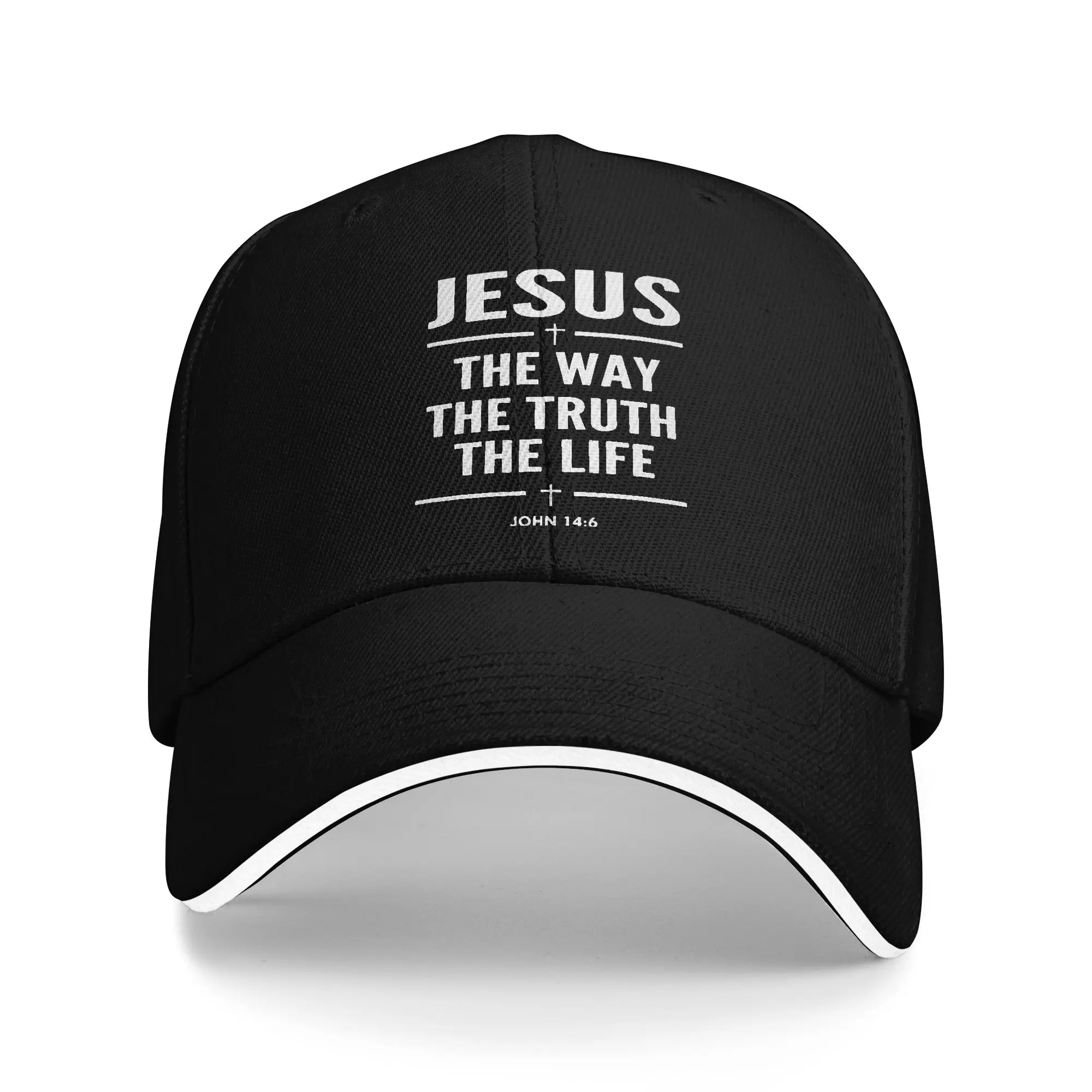 Casquettes de baseball chrétiennes « Jésus, le Chemin, la Vérité, la Vie » (Jean 14:6), style sandwich, unisexe, ajustables, tendance
