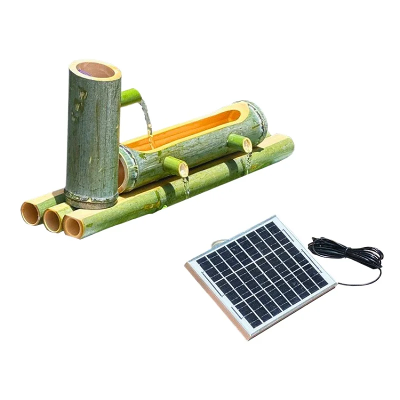 

Solar bamboo water flow device fish tank filtration oxygen generation aerobic ornament decoration