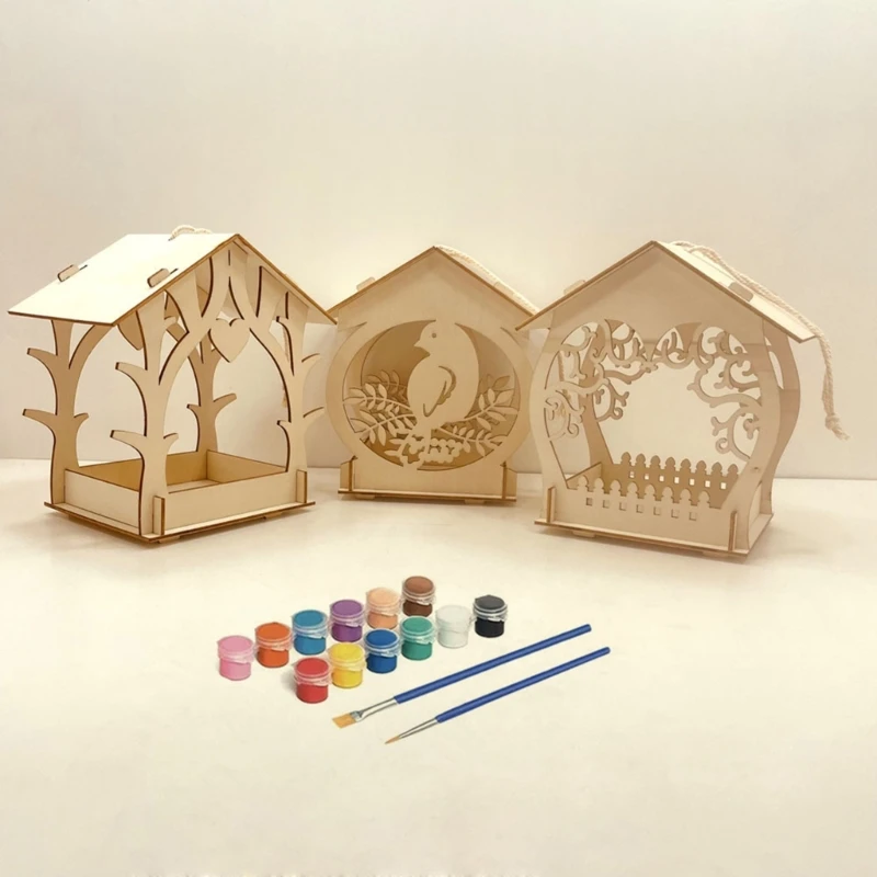 KX4B 3 조각 조류 피더 DIY 그림 어린이를위한 예술 활동 조류 앵무새 앵무새의 일종을위한 조립되지 않은 장난감 공예