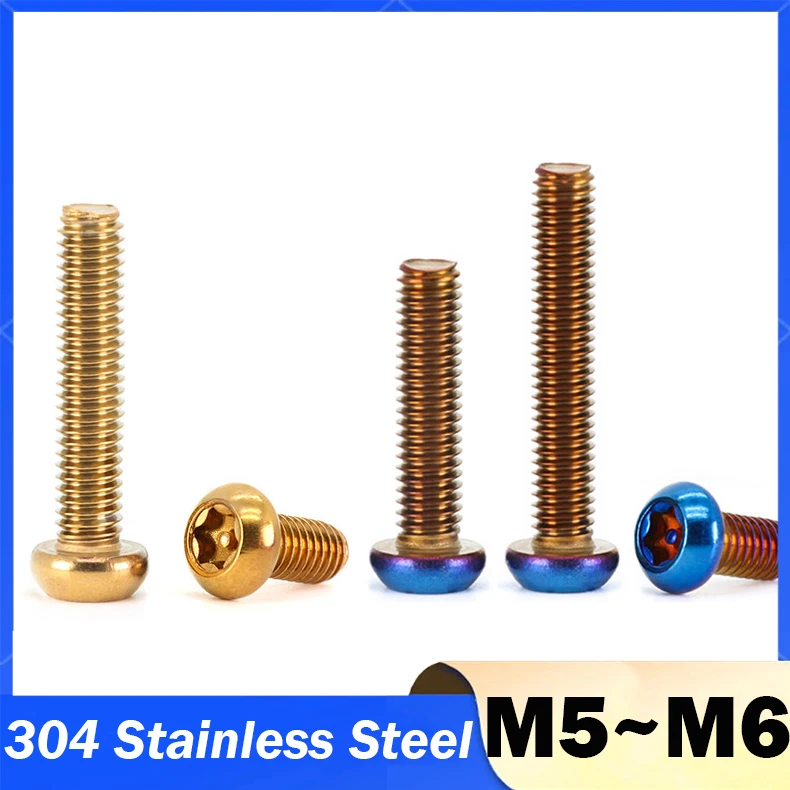 M5 M6 *10/12/16/25/30/35/40mm Security Button Rotor Bolts for MTB Road Bike Stainless Torx Rotor Screws Bicycle Accessories