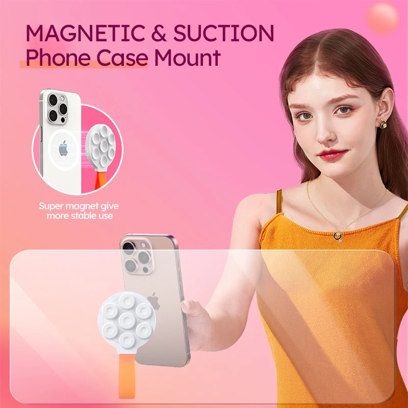 Joyroom Suction Cup Magnetic Phone Mount Colorful Mirror Shower Silicone Suction Phone Case Grip Stand Holder For iPhone 15 14