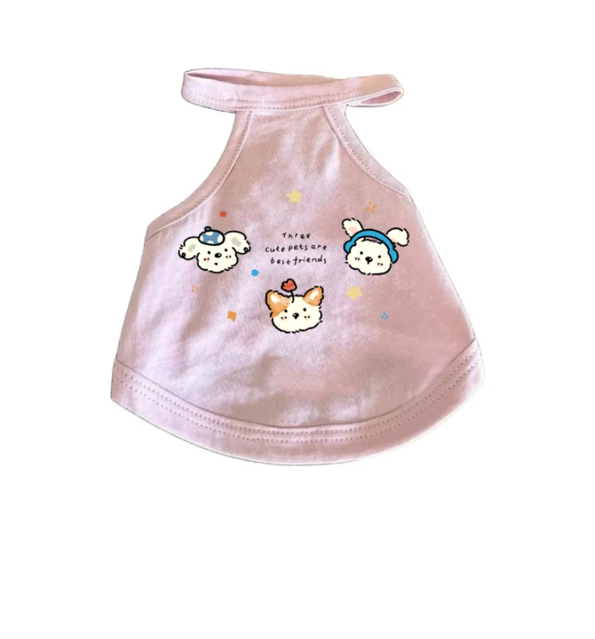 

Spring/Summer Lightweight Top With Suspenders Pure Cotton Pet Clothing Cute Cartoon Print Dog Puppy Vest