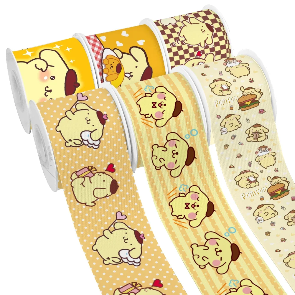 Japanese Sanrio Cartoon Pom Pom Purin Design Printed Grosgrain Satin Ribbon for Gift Wrapping Hair Bow 50 Yards