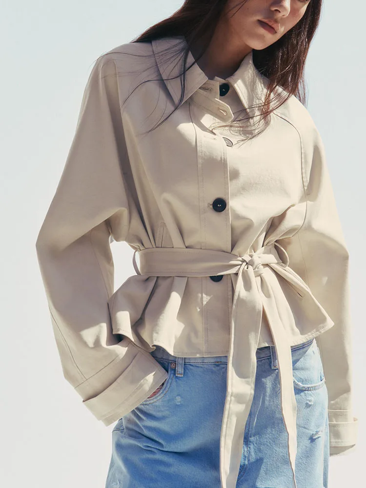 

New Arrival Autumn ort Casual Loose Women's Coat with Belt Comfortable Sweet Sle ZA2025 Faion Ladies' Outerwear