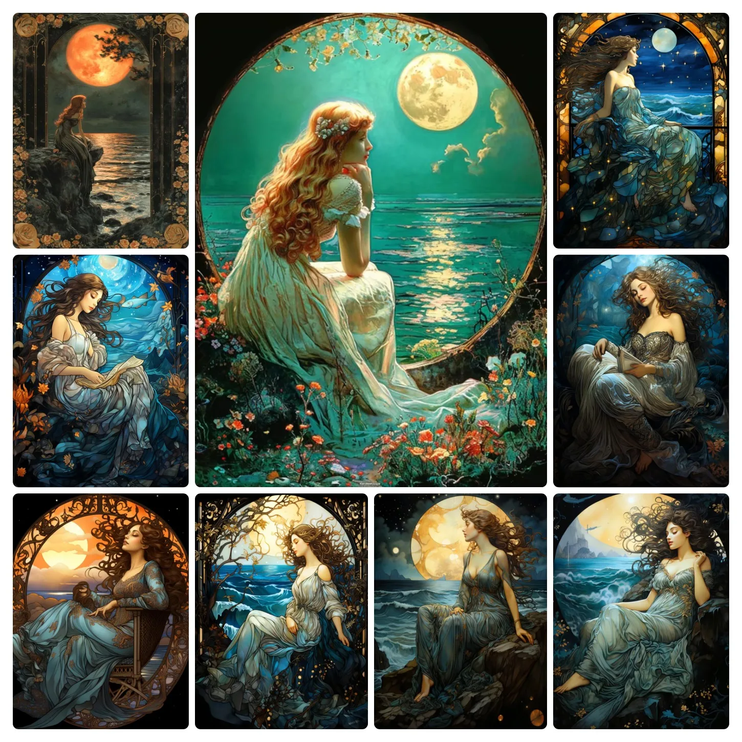 Moon Sea Goddess 500/1000/1200/2000 PCS Jigsaw Puzzles Challenging Family Activity Games for Gameroom Bedroom Unique Gifts