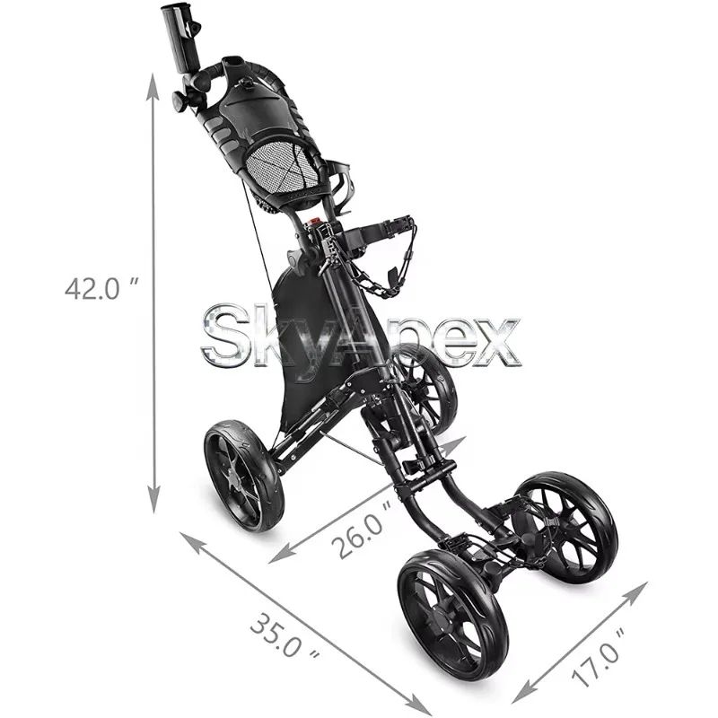 Hand Push Golf Trolley Sturdy Lightweight Folding Design Easy To Assemble Daily Walking Golf Bag Transport Space Saving Storage