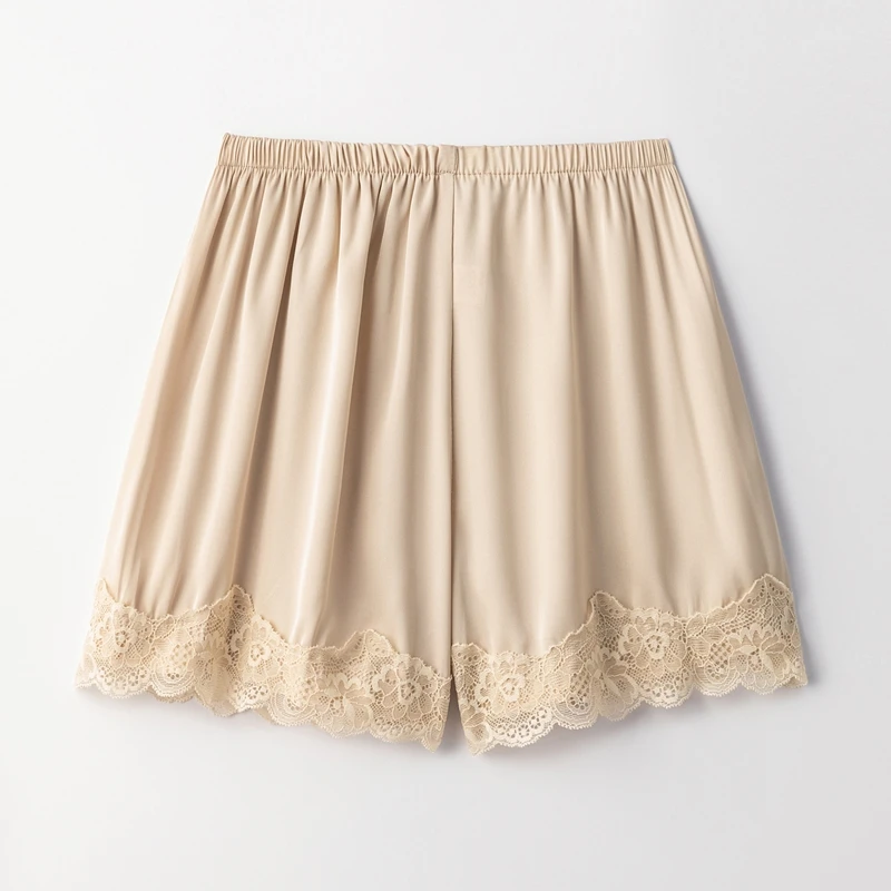 

Women's Summer Anti-Showthrough Loose-Fit Thin Satin Shorts Lace Home Sleepwear Bottoms No Roll-Up Underwear Pants