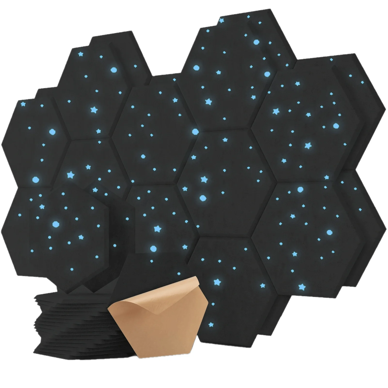 

Hexagonal self adhesive Sound Absorption Board Acoustic Panel 12 PCS Sound Insulation Foam Board Line Y-Lined Wall Panels