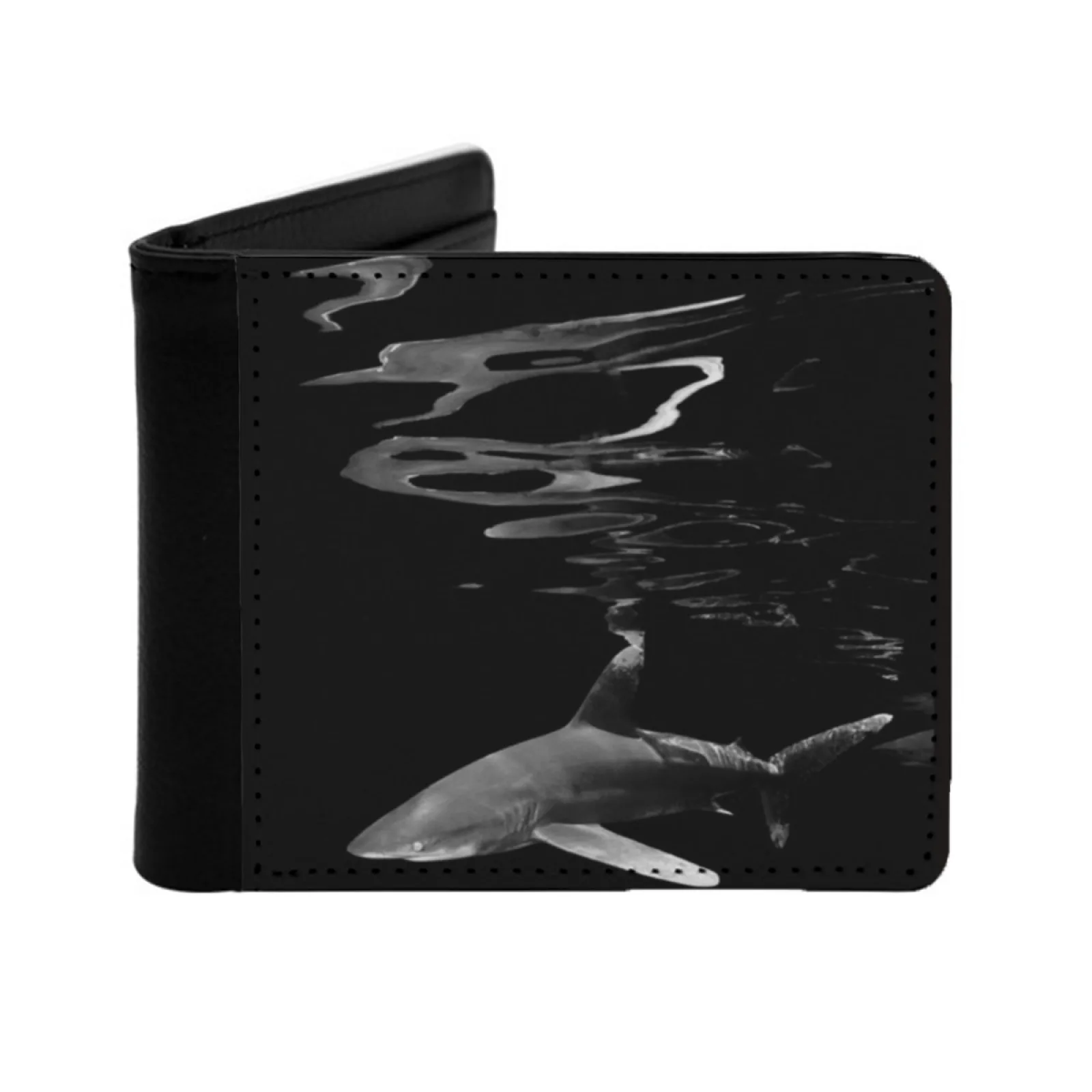 

An Oceanic White Tip Shark With Surface Reflections Men's Wallet Pu Leather Wallet Multifunction Credit Card Purse Oceanic