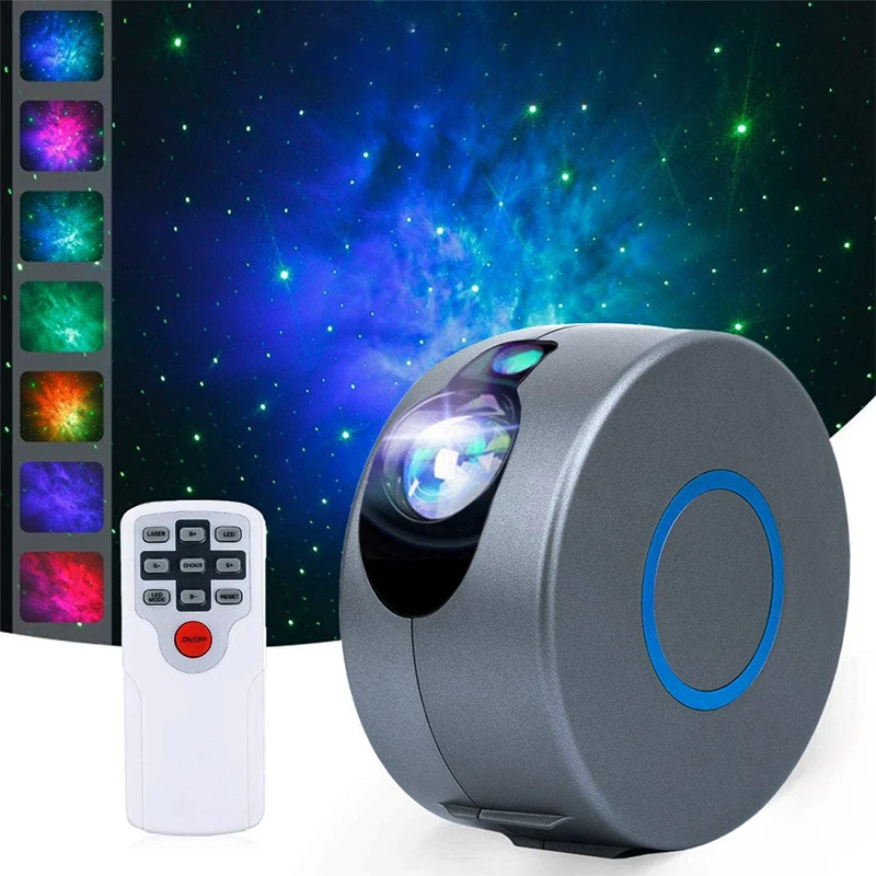 LED Rotating Starry Sky Projection Lamp Colorful 3D Nebula Lamp Dreamy Star Night Light Remote-Controlled Laser Projector