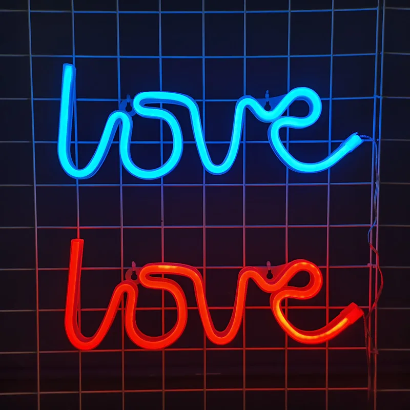 

LOVE Shape LED Neon Sign Battery USB Powered Novelty Letter Neon Mini Night Light For Bedroom Kids Room Party Home Wall Decor