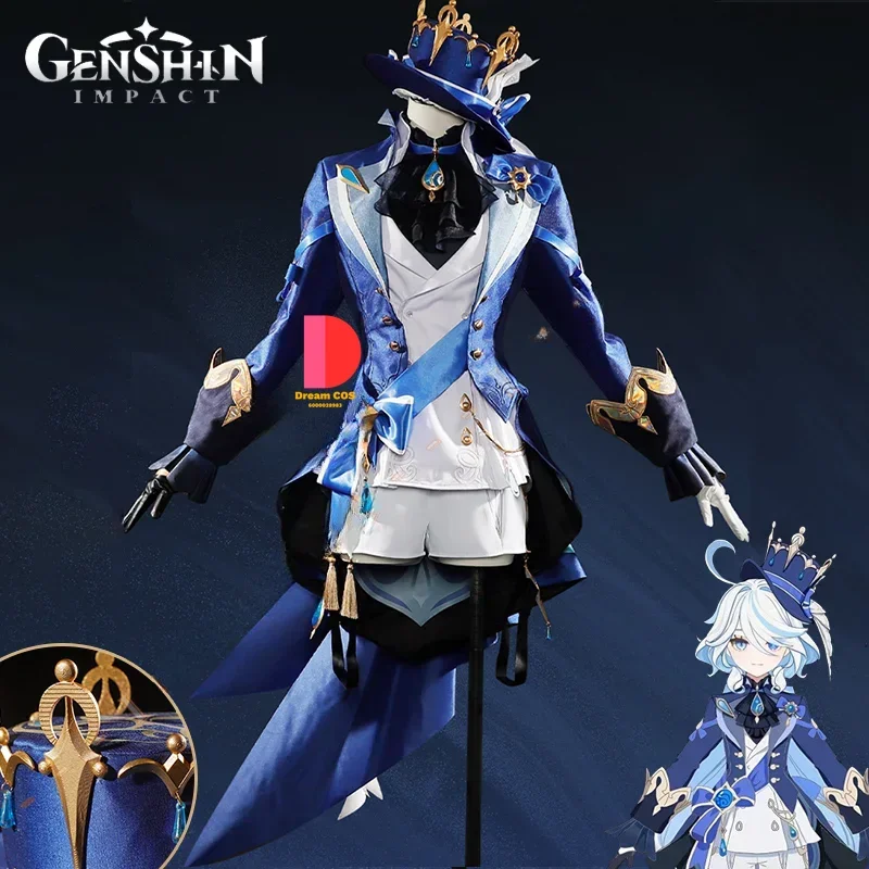 Focalors Furina Cosplay Costume Wig Dress Genshin Impact Fontaine Pneuma Ousia Uniform God of Justice for Women Props Fashion