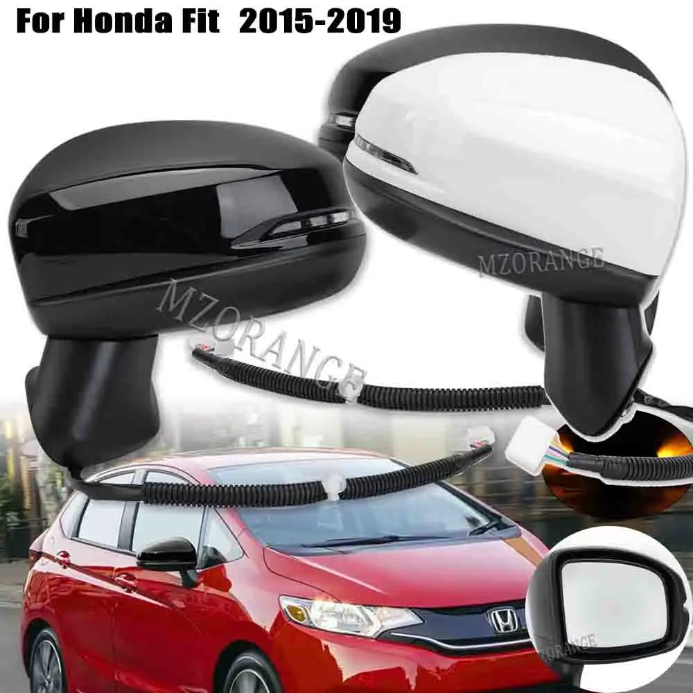 

Side Mirror For HONDA FIT JAZZ 2015 2016 2017-2019 MK4 gf gk Car Door Wing Lamp Manual Folding Rearview Mirror lens Assembly