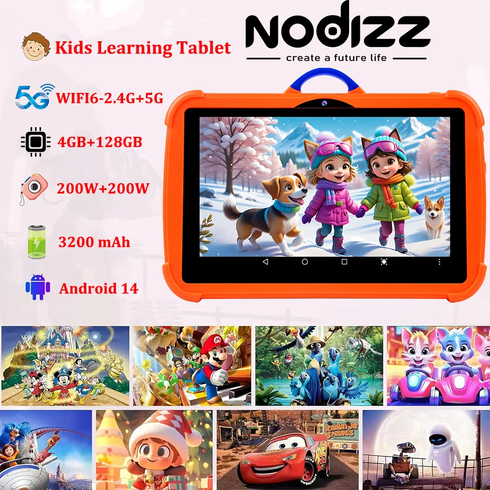 

7 Inch Kids Tablet Android14.0 4+128GB 3200mAh 5G Dual-WIFI Children Educational Learning Toys Tablets Children Boys Girls Gifts