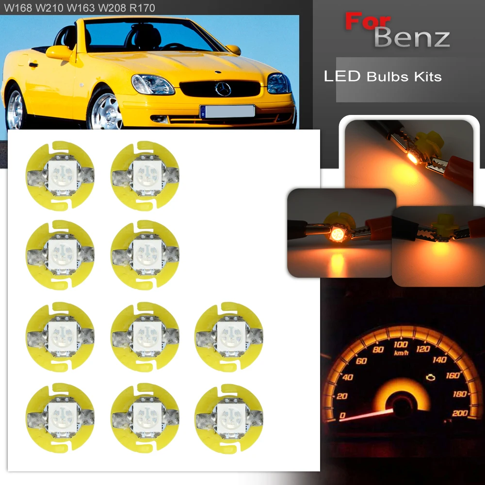 

10PCs T5 B8.4D T10 Led Bulb Instrument Panel Cluster Speedo Dash Lights For Benz M-Class W163 1997 1998 1999 2000 2001