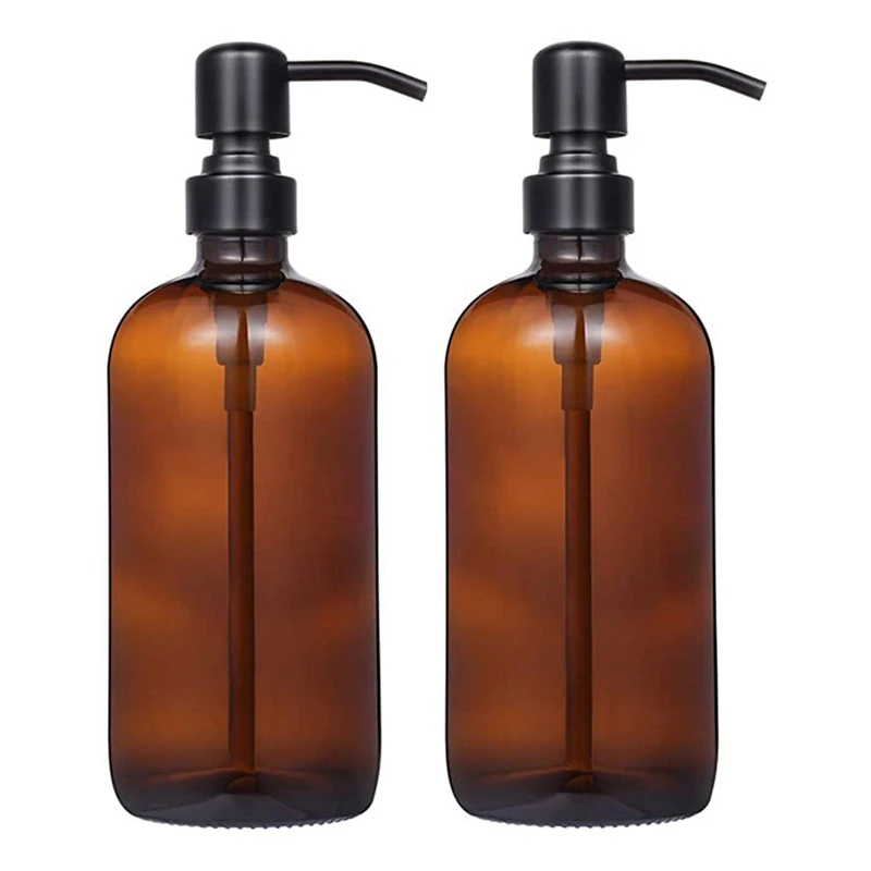 HOT SALE Glass 18 Oz Hand Glass Bottle Stainless Steel Push-Type Dispensing Bottle Soap Dispenser