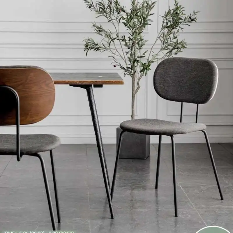 

Nordic Unique Dining Chairs Modern Minimalist Ergonomic Designer Lounge Nail Chair Black Metal Legs Silla Comedor Furniture