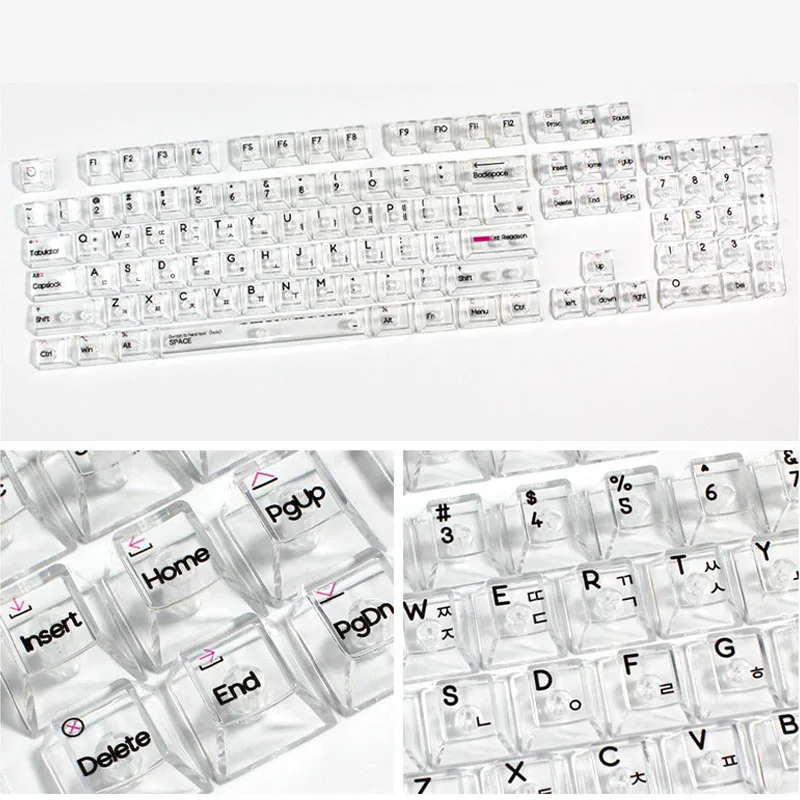 Layout coreano 132 tasti Stampa UV Copritasti in cristallo Profilo Cherry Copritasti PC bianchi trasparenti per interruttori MX Tastiera da gioco
