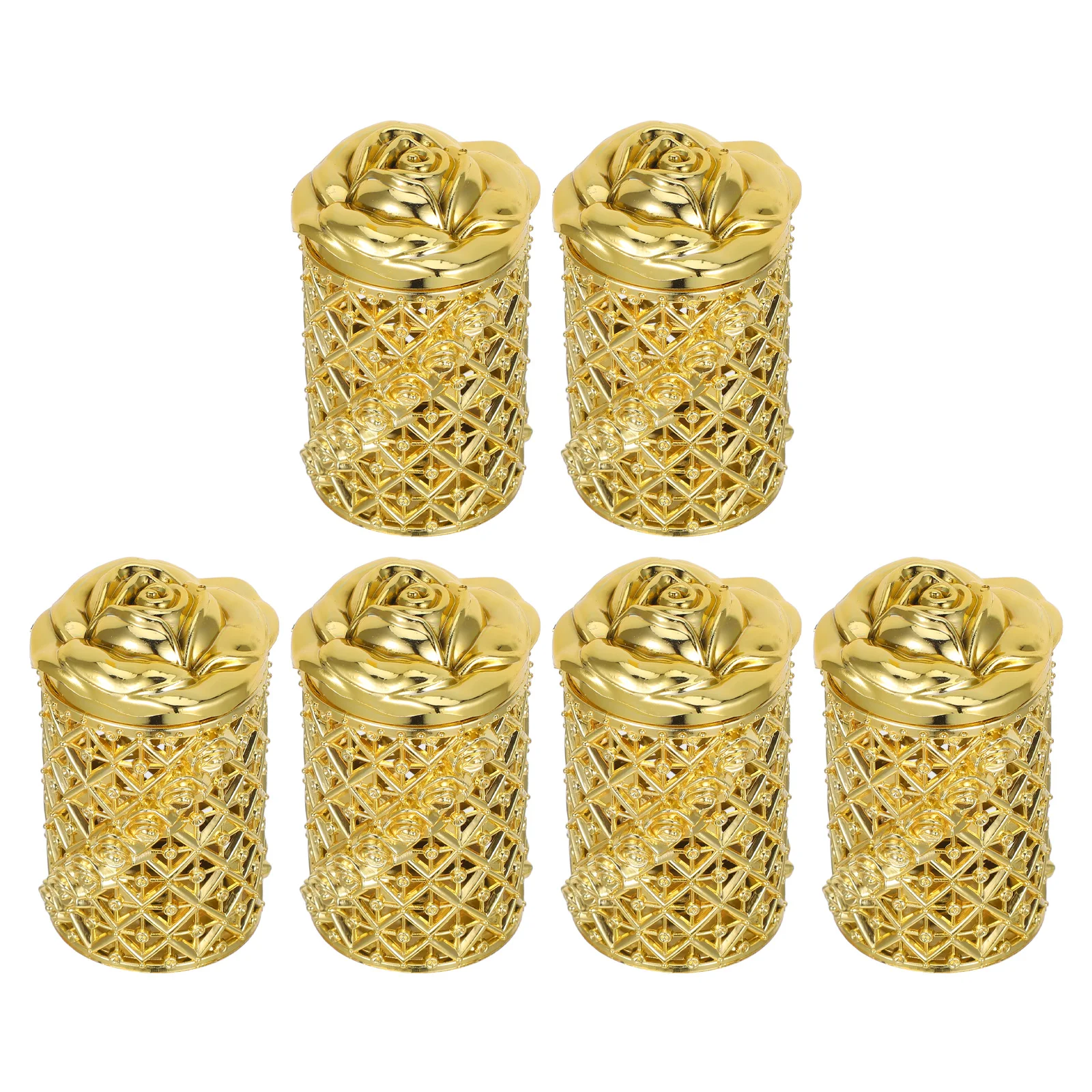 

6pcs Rose Design Candy Boxes Gold Decorative Storage Wedding Baby Shower Favor Containers Mini Treats Cases Gift Packaging